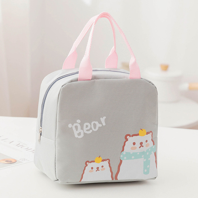 New Cartoon Insulated Lunch Bag Zipper Lunch Bag Bag Aluminum Film Thickened Large Capacity Portable Lunch Box Handbag