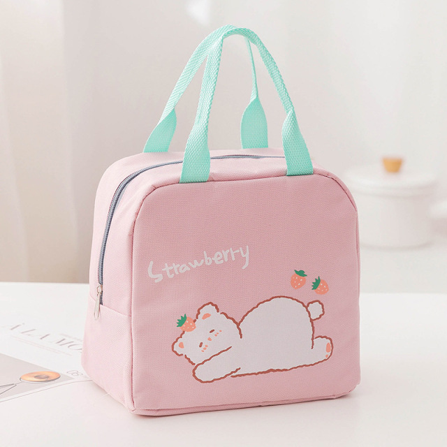 New Cartoon Insulated Lunch Bag Zipper Lunch Bag Bag Aluminum Film Thickened Large Capacity Portable Lunch Box Handbag