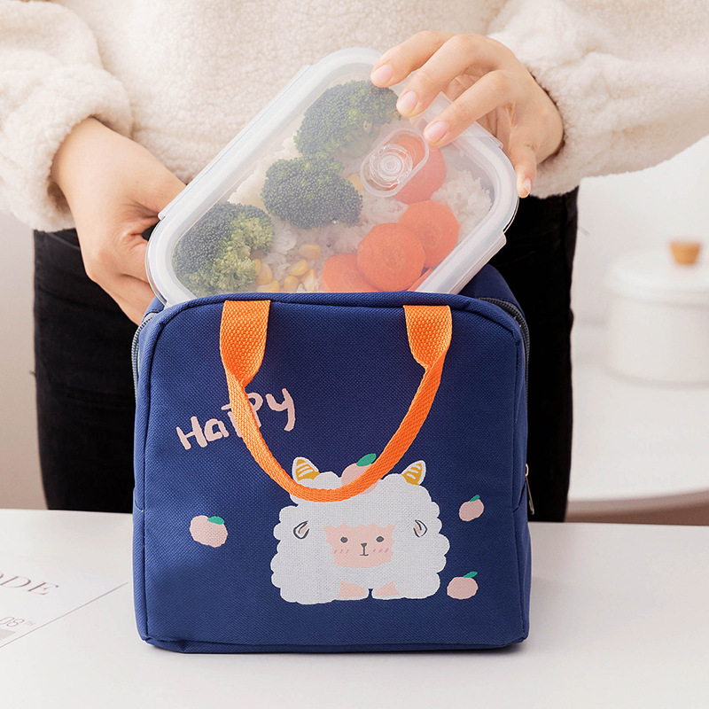 New Cartoon Insulated Lunch Bag Zipper Lunch Bag Bag Aluminum Film Thickened Large Capacity Portable Lunch Box Handbag