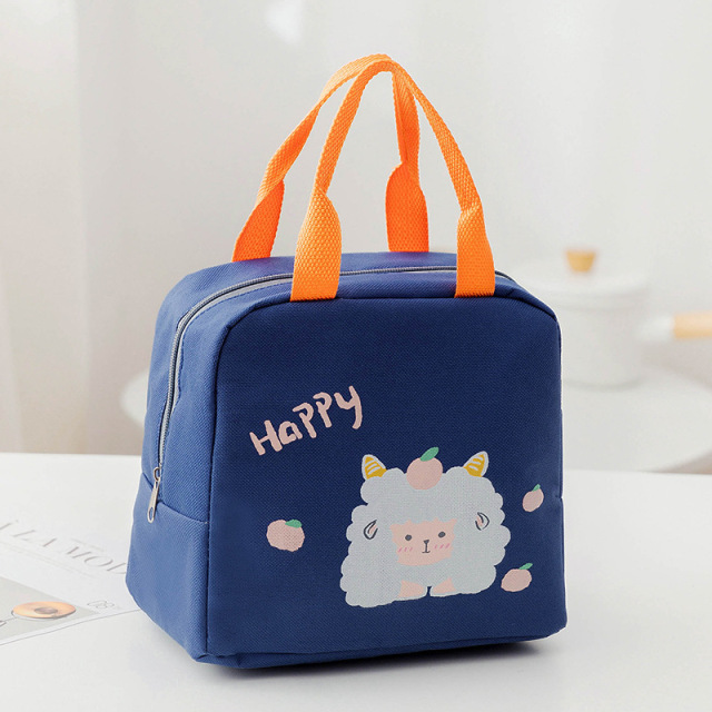 New Cartoon Insulated Lunch Bag Zipper Lunch Bag Bag Aluminum Film Thickened Large Capacity Portable Lunch Box Handbag