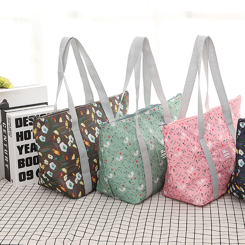 Floral Printing Thermal Insulated Lunch Bag For Women Girls Portable Carry Tote Cooler Lunch Box Handbag
