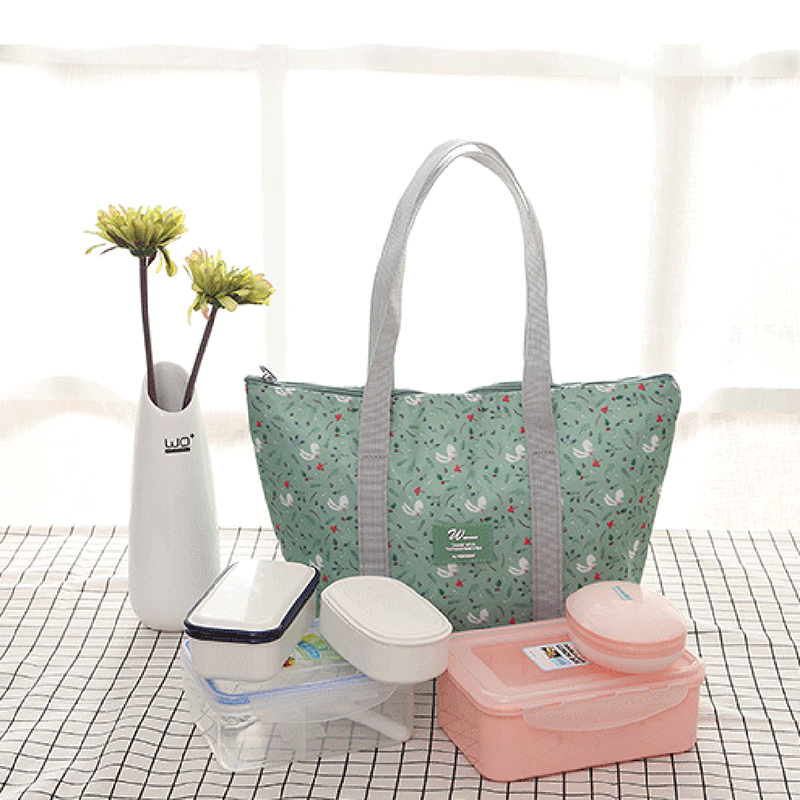 Floral Printing Thermal Insulated Lunch Bag For Women Girls Portable Carry Tote Cooler Lunch Box Handbag