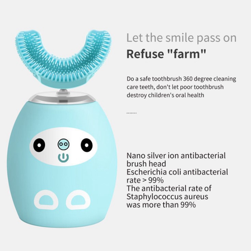 Children U-shaped Electric Toothbrush Mouth-contained Silicone Braces USB Charging Ultrasonic Toothbrush Music English Version