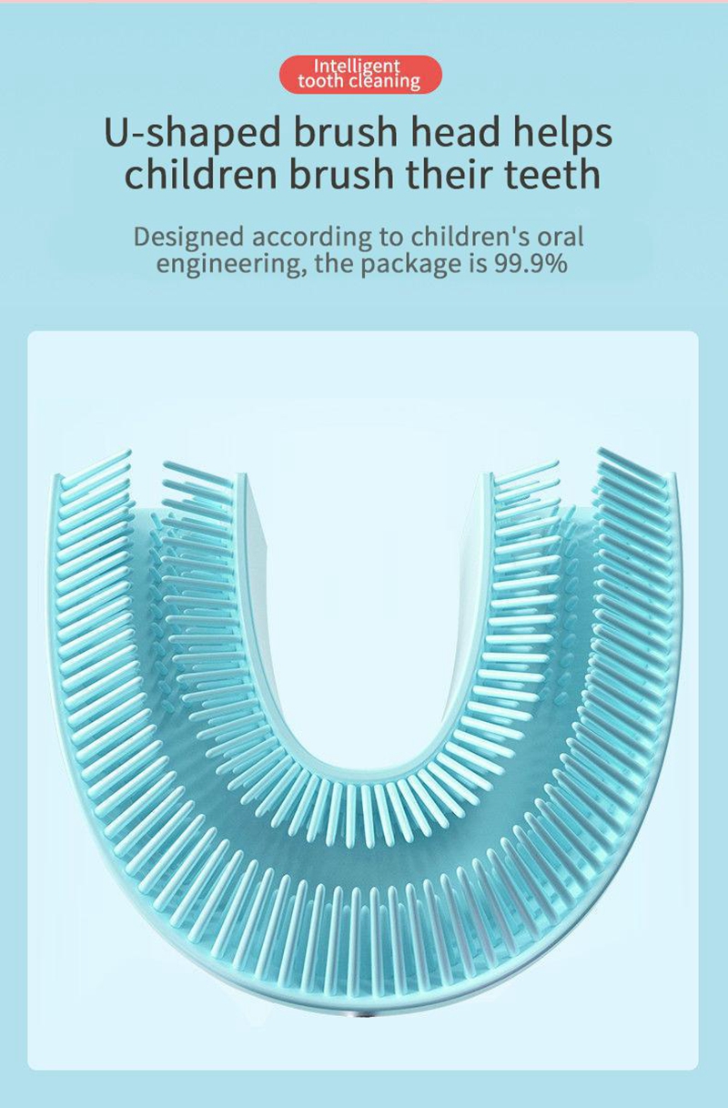 Children U-shaped Electric Toothbrush Mouth-contained Silicone Braces USB Charging Ultrasonic Toothbrush Music English Version