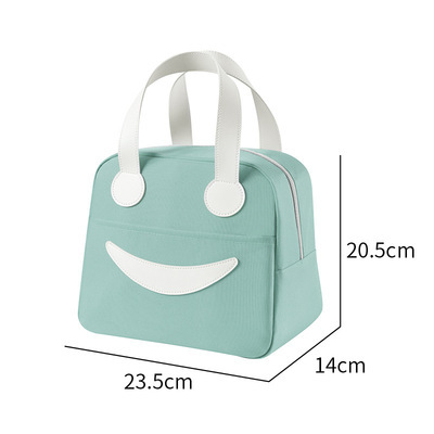 New cartoon smiley face insulated Handbag zipper rice bag school food storage bag picnic box tote bag refrigerated lunch bag