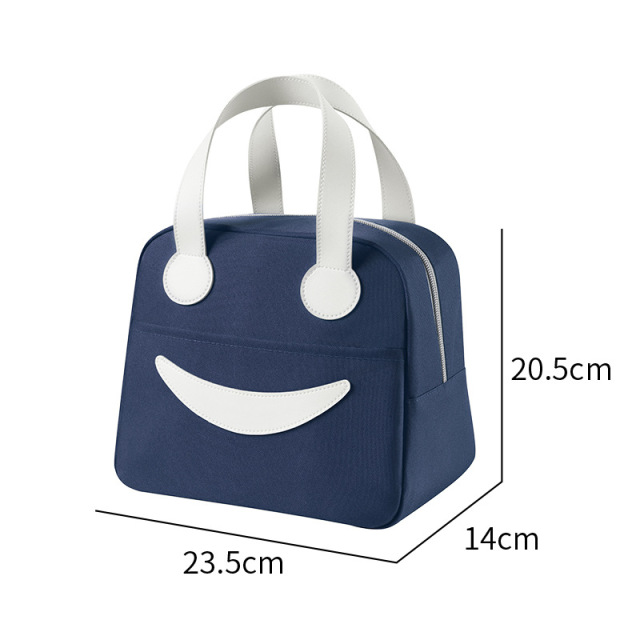 New cartoon smiley face insulated Handbag zipper rice bag school food storage bag picnic box tote bag refrigerated lunch bag