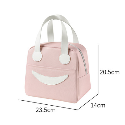 New cartoon smiley face insulated Handbag zipper rice bag school food storage bag picnic box tote bag refrigerated lunch bag