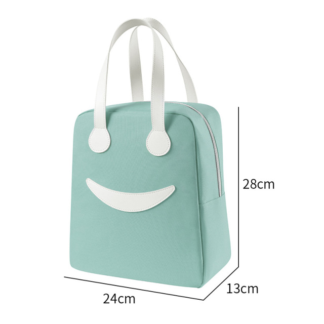New cartoon smiley face insulated Handbag zipper rice bag school food storage bag picnic box tote bag refrigerated lunch bag