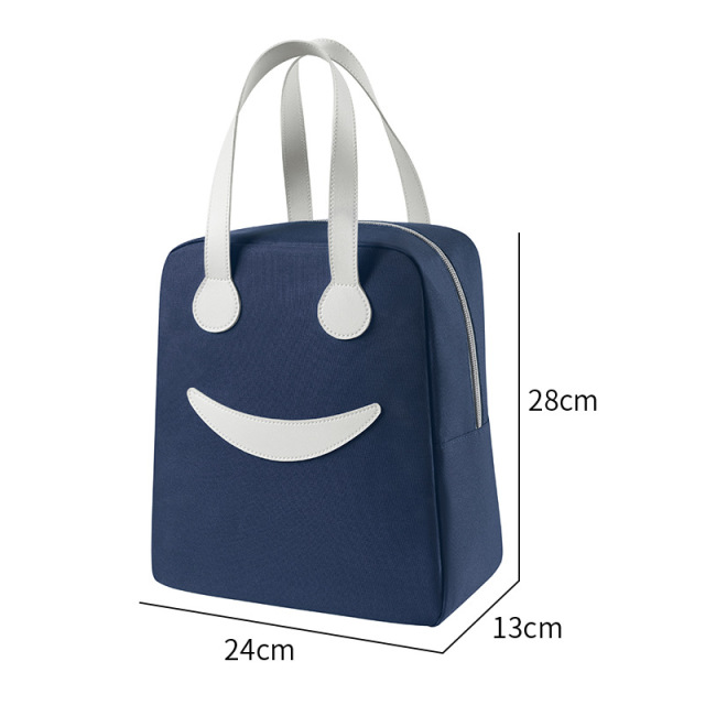 New cartoon smiley face insulated Handbag zipper rice bag school food storage bag picnic box tote bag refrigerated lunch bag