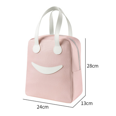New cartoon smiley face insulated Handbag zipper rice bag school food storage bag picnic box tote bag refrigerated lunch bag