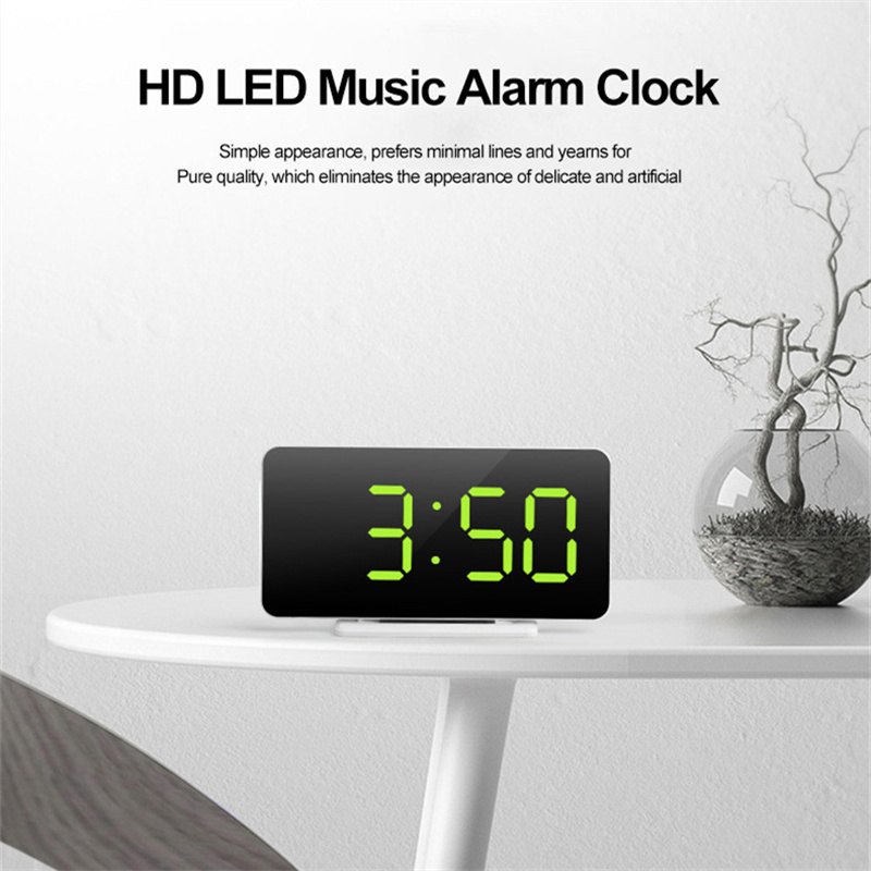 LED Mirror Table Clock Digital Alarm Snooze Display Time Night Light  Desktop USB Clock Digital Home Decor Gifts for Children