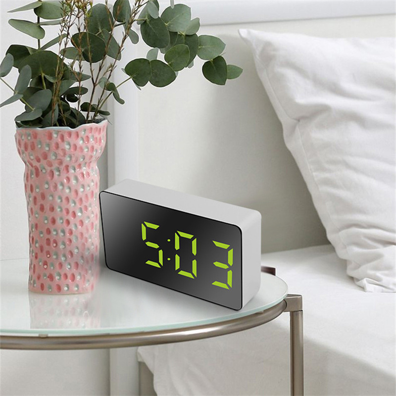 LED Mirror Table Clock Digital Alarm Snooze Display Time Night Light  Desktop USB Clock Digital Home Decor Gifts for Children