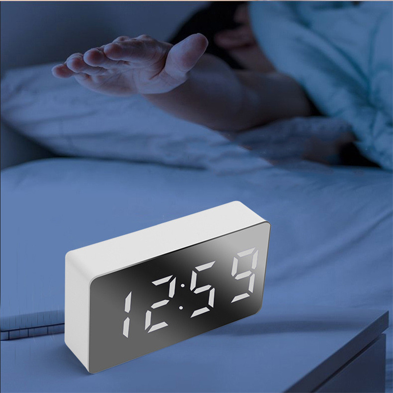 LED Mirror Table Clock Digital Alarm Snooze Display Time Night Light  Desktop USB Clock Digital Home Decor Gifts for Children