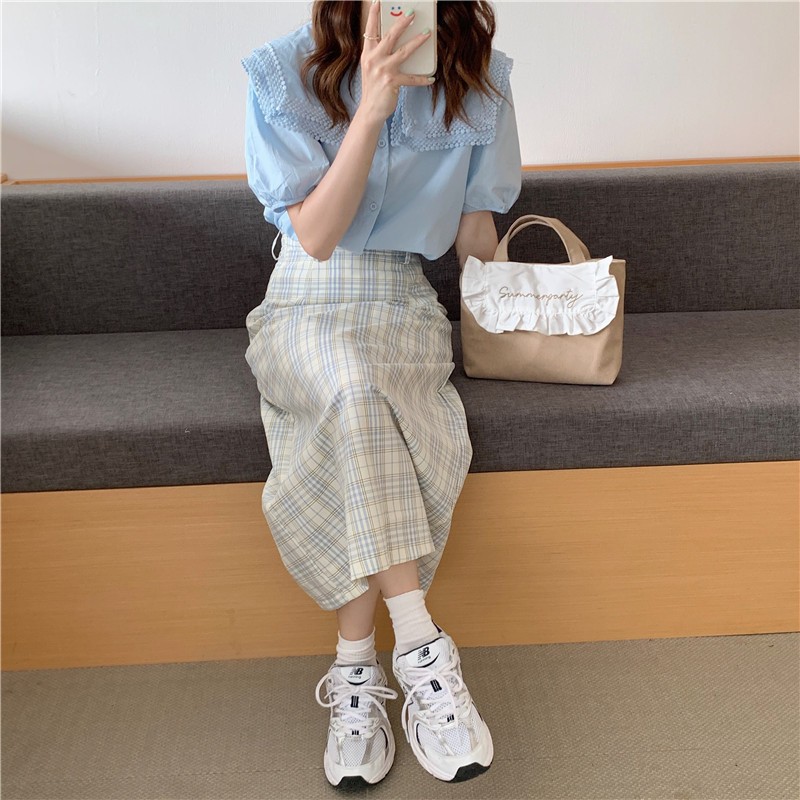 Sweet Ruffled Lunch Bag Korean Style Canvas Small Handbag Solid Color Women Cute Lunch Box Bags Children School Lunch Pouch
