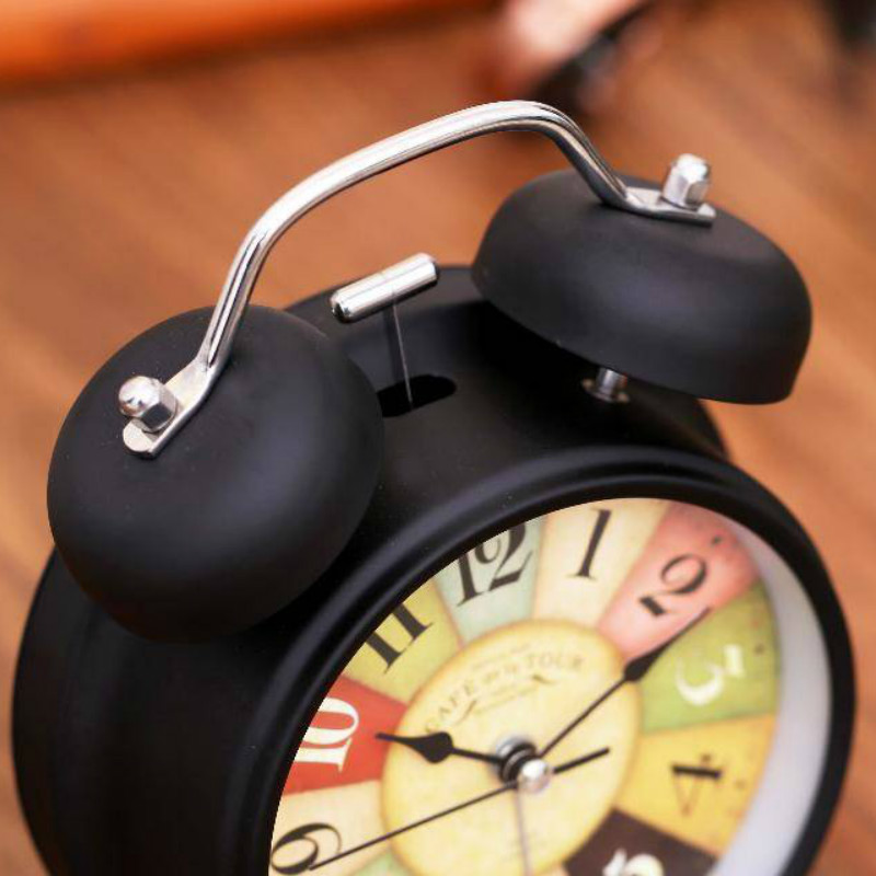 Silent Battery Operated Wake Up Vintage Quartz Bedroom Nightlight Design Analog Non Ticking Alarm Clock Bedside  Twin Bell WF925