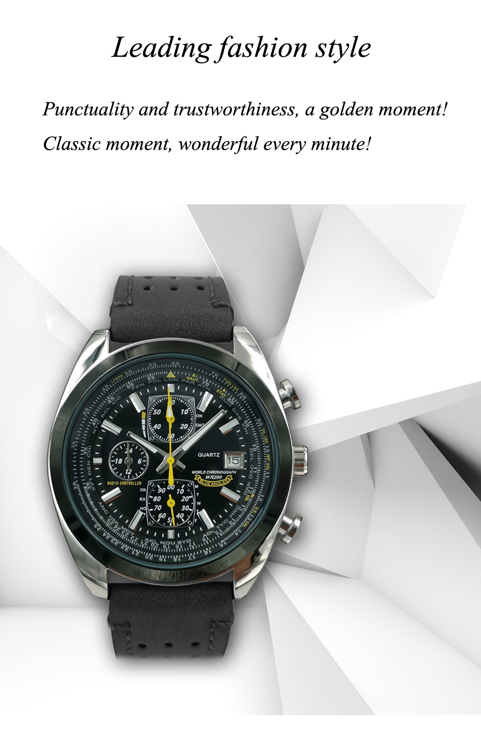 2022 New Citizen Watch Luxury Stainless Steel Quartz Watch Classic Black Blue Dial Men's Watch Top Leather Strap Chronograph