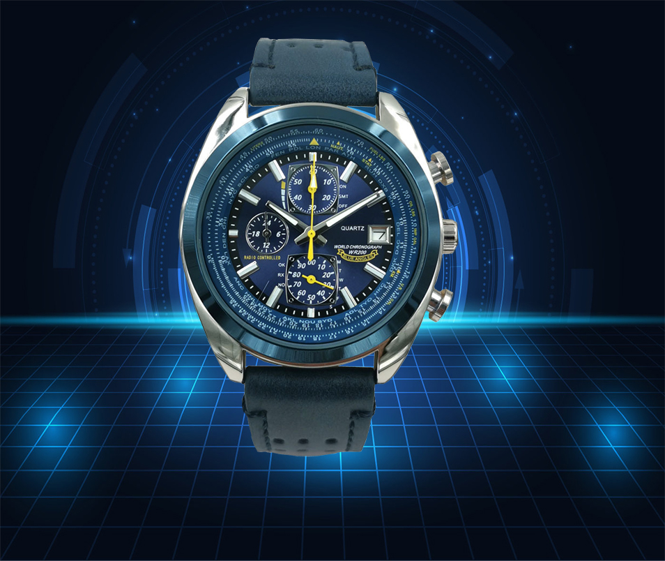 2022 New Citizen Watch Luxury Stainless Steel Quartz Watch Classic Black Blue Dial Men's Watch Top Leather Strap Chronograph