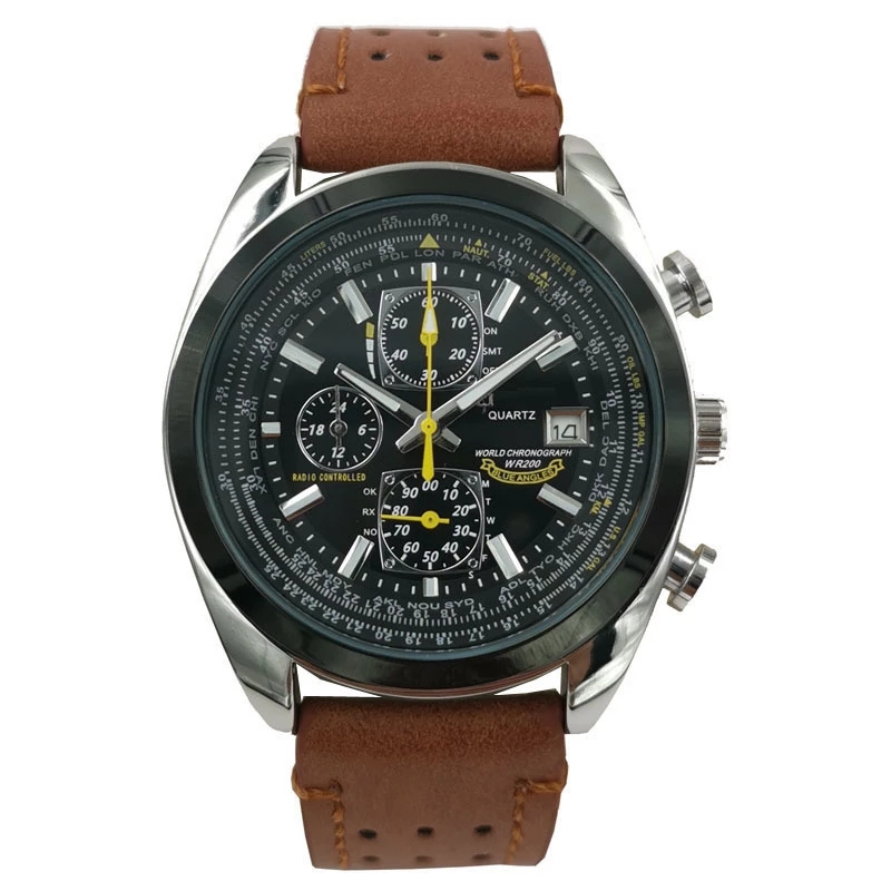 2022 New Citizen Watch Luxury Stainless Steel Quartz Watch Classic Black Blue Dial Men's Watch Top Leather Strap Chronograph