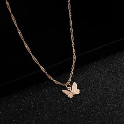 2PCS New Zircon Butterfly Pendant Choker Light Luxury Aesthetic Niche Clavicle Silver-plated Necklace Jewelry Women Gifts