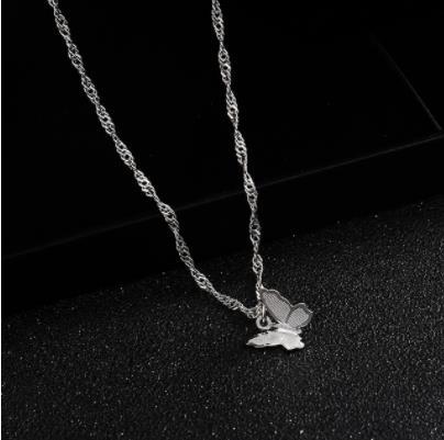 2PCS New Zircon Butterfly Pendant Choker Light Luxury Aesthetic Niche Clavicle Silver-plated Necklace Jewelry Women Gifts