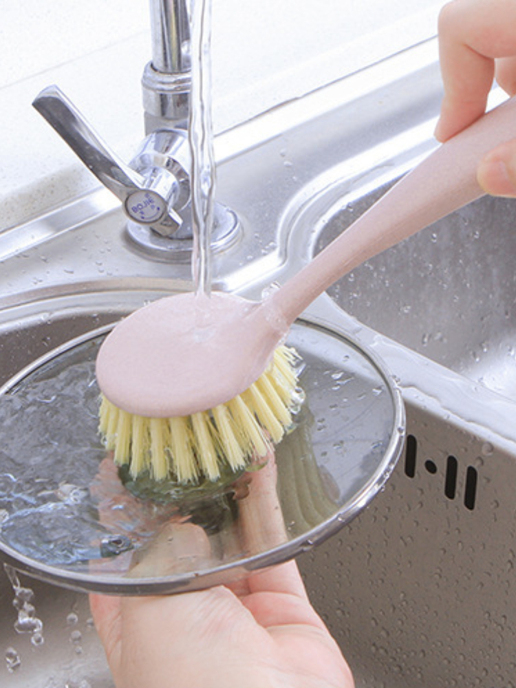 Long-Handled Plastic Pot-Washing Brush Kitchen Supplies Dishwashing Brush Household Pot-Washing Brush Sink Stove Cleaning Brush