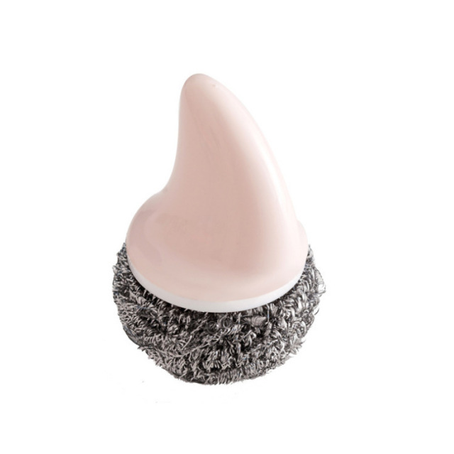 Shark Handle Steel Ball Pot Brush Cleaning Dish Brush with Handle Stainless Steel Brush Pot Ball Artifact Kitchen Supplies