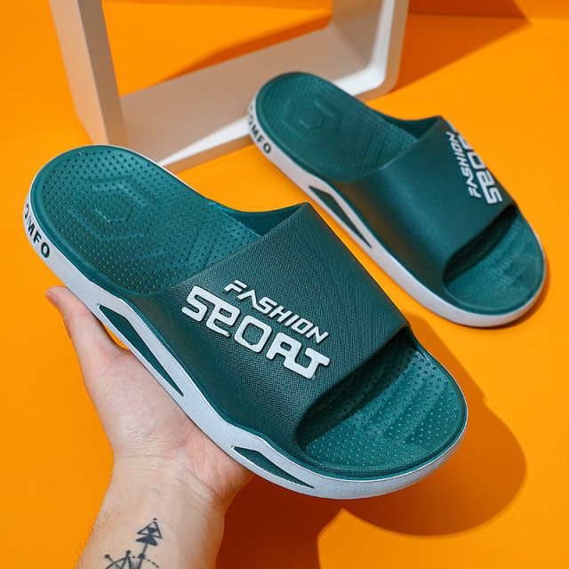 Summer Men's Slippers Thick Platform Alphabet Beach Sandals Non-slip Flat Zapatos Hombre Casual Shoes Women Flip Flops Slippers