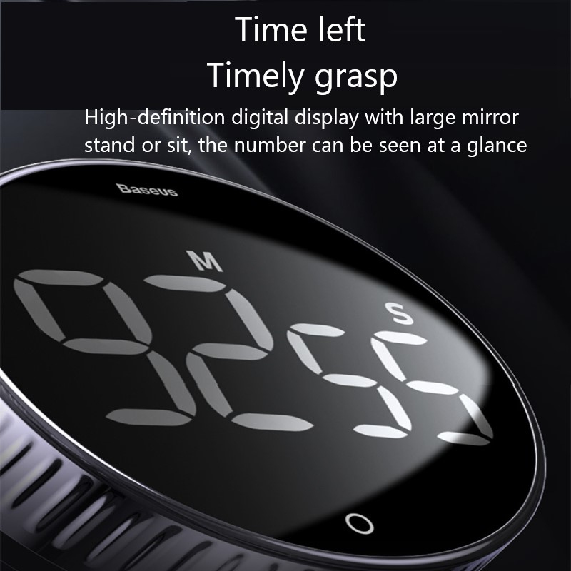 1 Pcs Rotary Countdown Timer Kitchen Magnetic Suction HD Digital Electronic Timing Alarm Clock Fitness Timer Without Battery