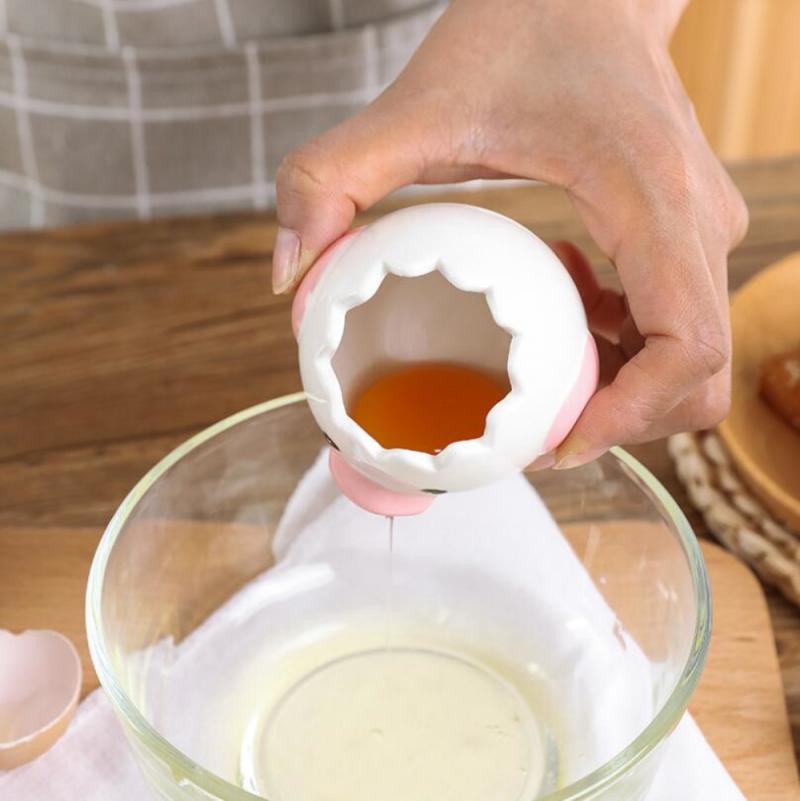 Creative Small Egg Yolk Separator Egg Filtration Ceramic Material Egg White Filtration Baking Tool Kitchen Supplies