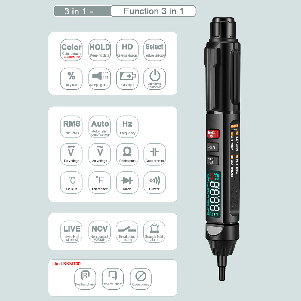 Mini Portable Intelligent Multimeter Pen 6000 True RMS Digital Multimeter AC/DC Current Voltage Measurment Meter Tool