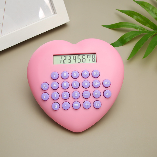 Multi-function 8-bit Calculator Creative Love Computer Font Clear Plastic Keys Student Supplies Wholesale Cute Calculator