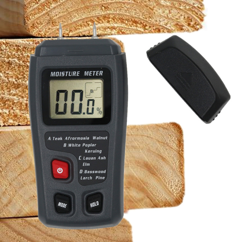 MT10 Two Pins Digital Wood Moisture Meter 0-99.9% Wood Humidity Tester Timber Damp Detector with Large LCD Display 40%Off