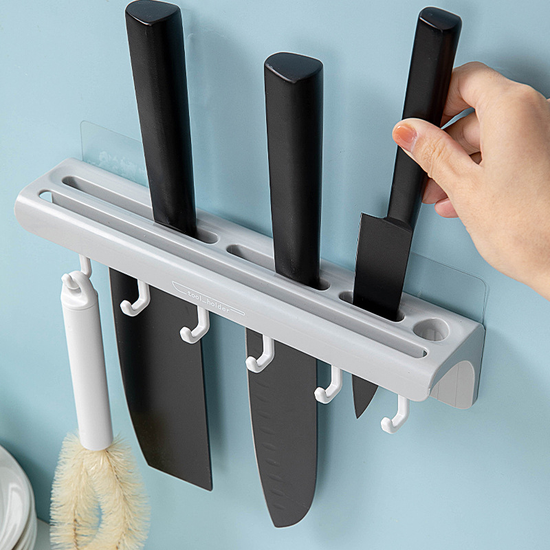 Multifunctional Wall-Mounted Kitchen Knife Storage Container Cutlery Organizer Kitchen Knives Holder Utensils Organizer