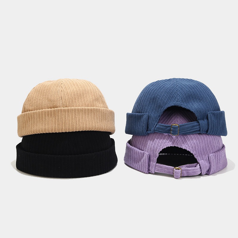 spring autumn Vintage Beanie Hats Men Women Spring Autumn Landlord Hat Streetwear Hip Hop Brimless Hat Corduroy Cap