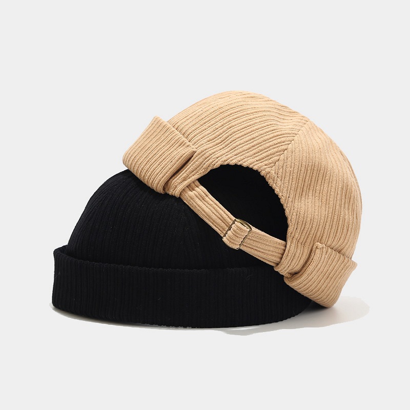 spring autumn Vintage Beanie Hats Men Women Spring Autumn Landlord Hat Streetwear Hip Hop Brimless Hat Corduroy Cap