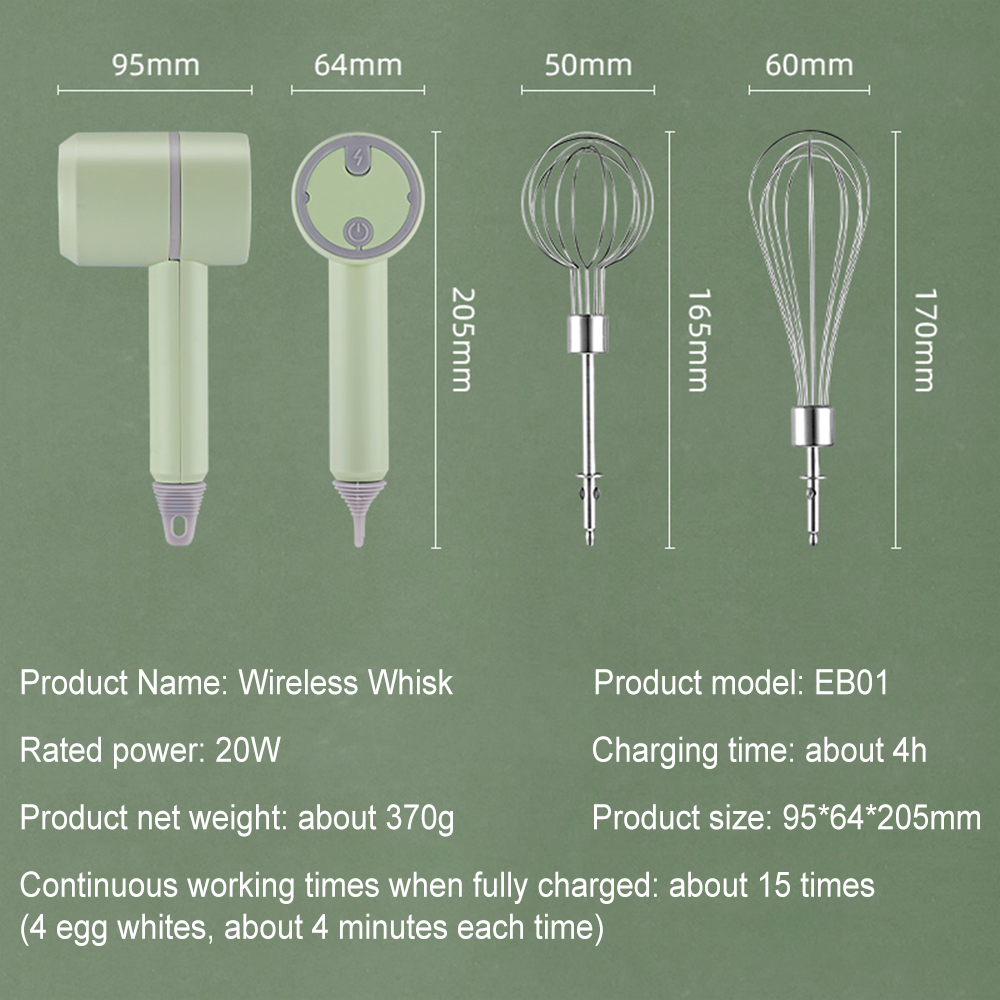 1200mAh Wireless Electric Hand-Held Whisk USB Charging And Convenient Mini Blender For Baking Room Home Kitchen Accessories