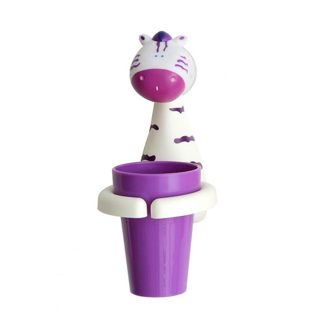 1Pcs Giraffe Toothbrush Cup Creative Space-Saving PP Wall Suction Baby Animal Toothpaste Holder Tooth Cleaning Supplies for Home