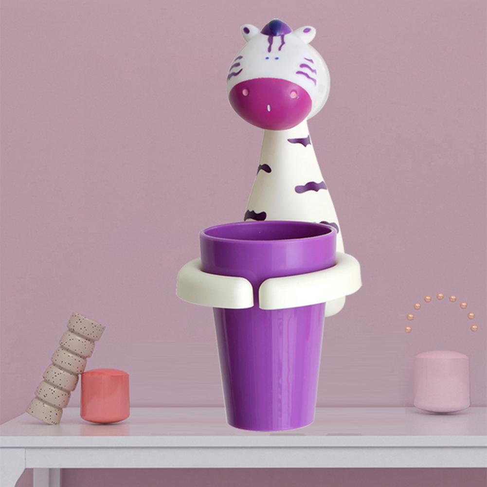 1Pcs Giraffe Toothbrush Cup Creative Space-Saving PP Wall Suction Baby Animal Toothpaste Holder Tooth Cleaning Supplies for Home