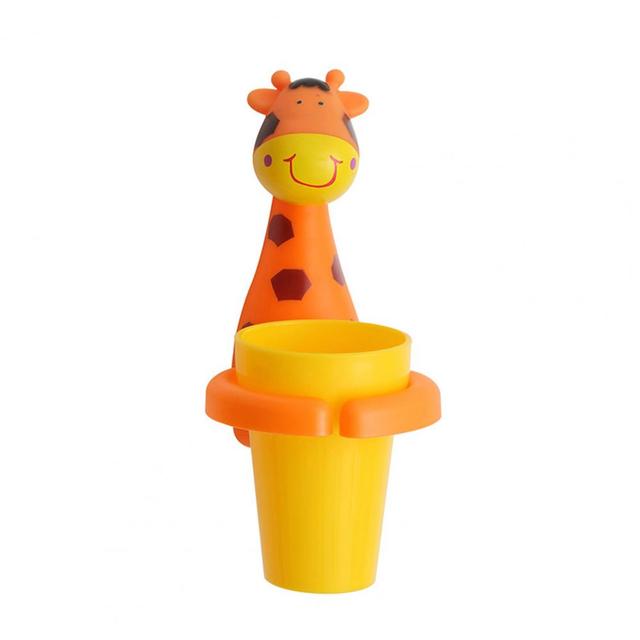 1Pcs Giraffe Toothbrush Cup Creative Space-Saving PP Wall Suction Baby Animal Toothpaste Holder Tooth Cleaning Supplies for Home