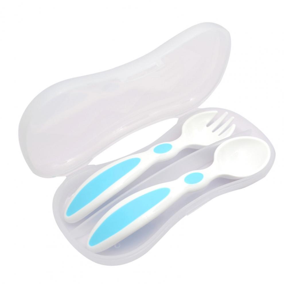 Baby Utensils Toddler Learning Feeding Spoon Babies Gadgets Short Handle Feel Temperature Feeder Tableware for Dishes