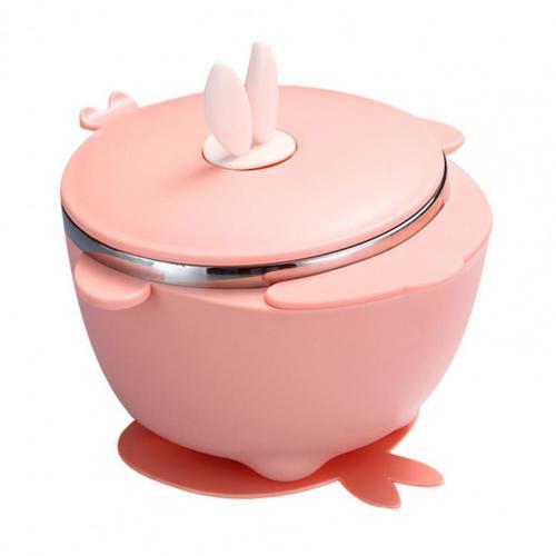 1 Set Safe Baby Dish Ear Handle Water Injection Food Grade Materials Stainless Steel Feeding Bowl Kids Tableware for Toddler