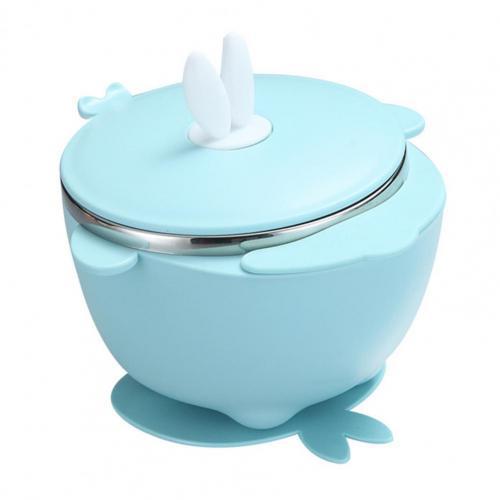 1 Set Safe Baby Dish Ear Handle Water Injection Food Grade Materials Stainless Steel Feeding Bowl Kids Tableware for Toddler