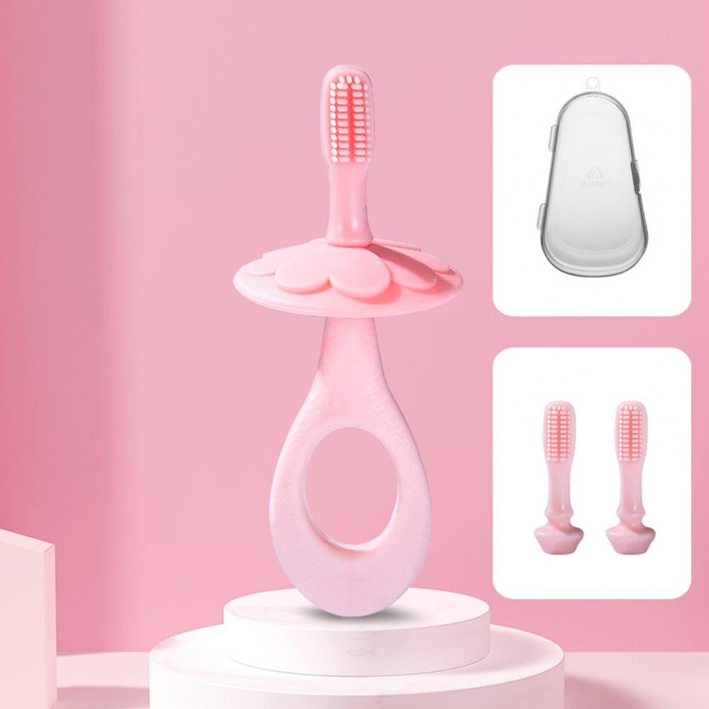 1Set Toddler Tooth Brush Petal Design Dental Oral Care Silicone Training Toothbrush Baby Items for Cleaning Teeth