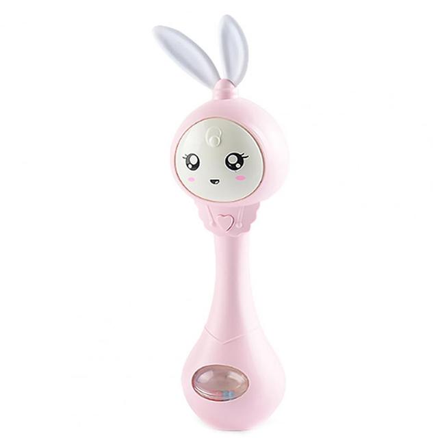 Cartoon Rabbit Baby Shaking Rattle Hand Bell with Music Light Teether Toys Gift 0-12 Months Baby Education Appease Bed Bell Toy