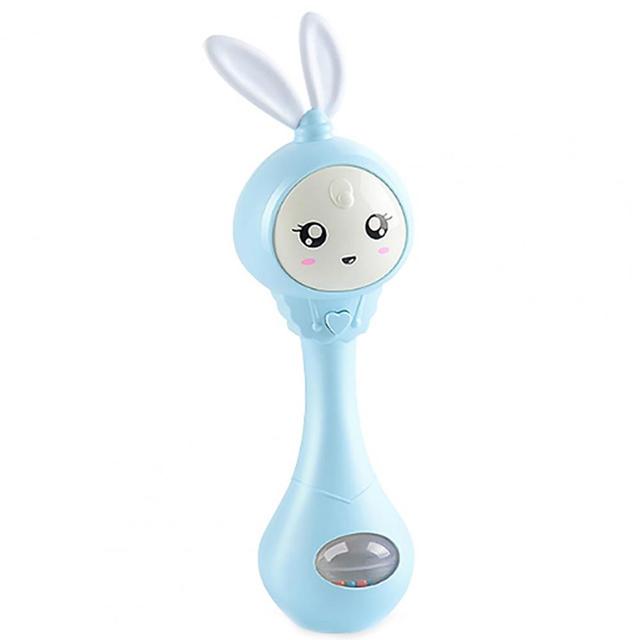 Cartoon Rabbit Baby Shaking Rattle Hand Bell with Music Light Teether Toys Gift 0-12 Months Baby Education Appease Bed Bell Toy
