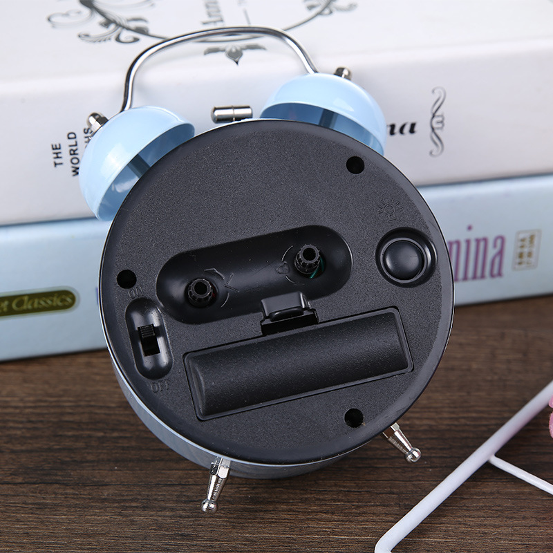 Cartoon Alarm Clock Bedroom Bedside Metal Bell Small Alarm Clock Children Lovely Animal Pattern With Night Light Alarm Clock