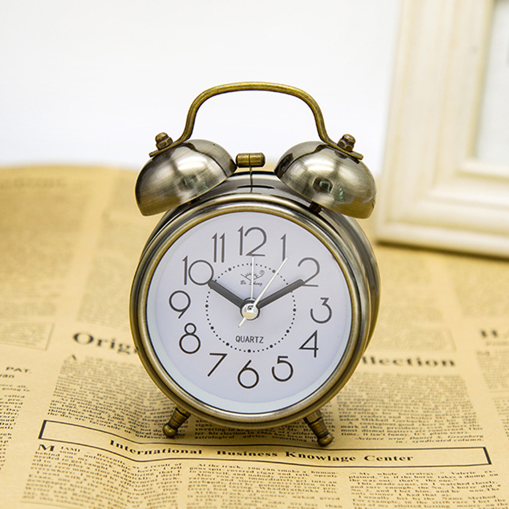 3 Inch Classical  Alarm Clock Vintage Retro Silent Pointer Clocks Loud Alarm Clock with  Dual Bell Night Light Bedside Bedroom