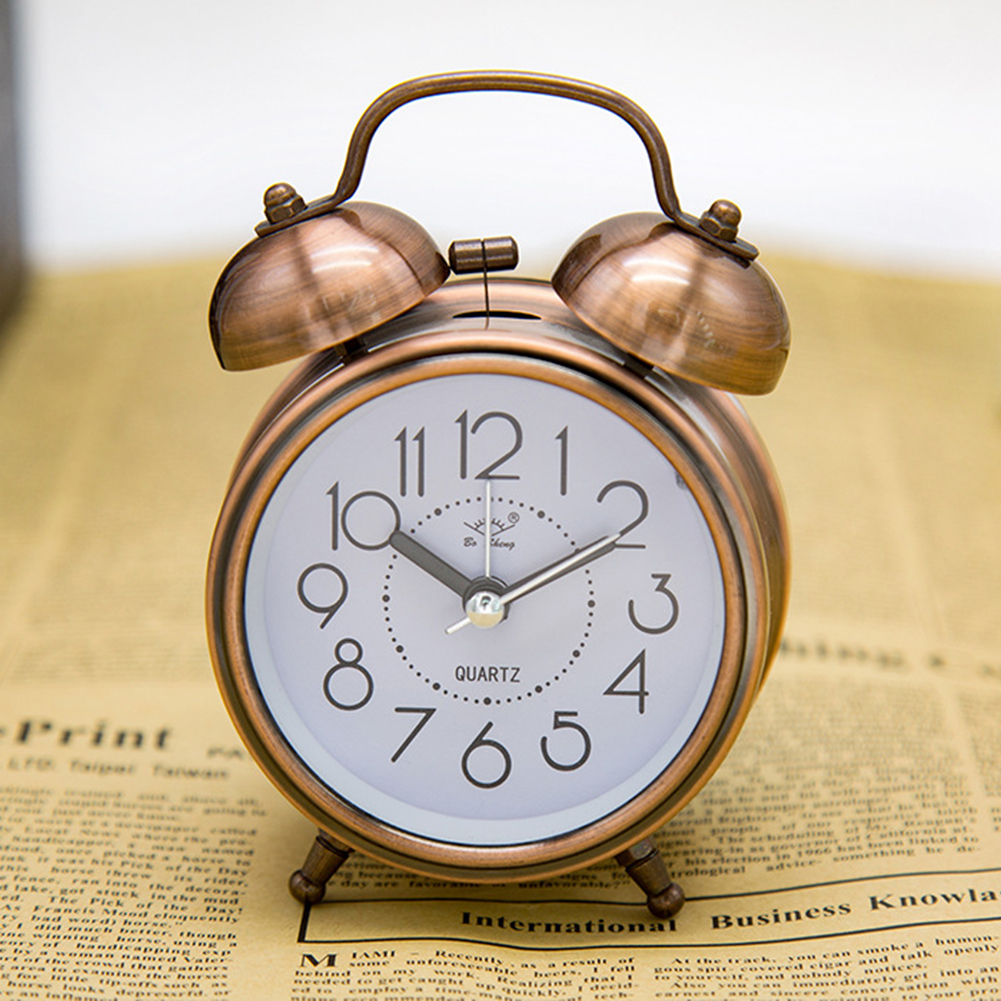 3 Inch Classical  Alarm Clock Vintage Retro Silent Pointer Clocks Loud Alarm Clock with  Dual Bell Night Light Bedside Bedroom
