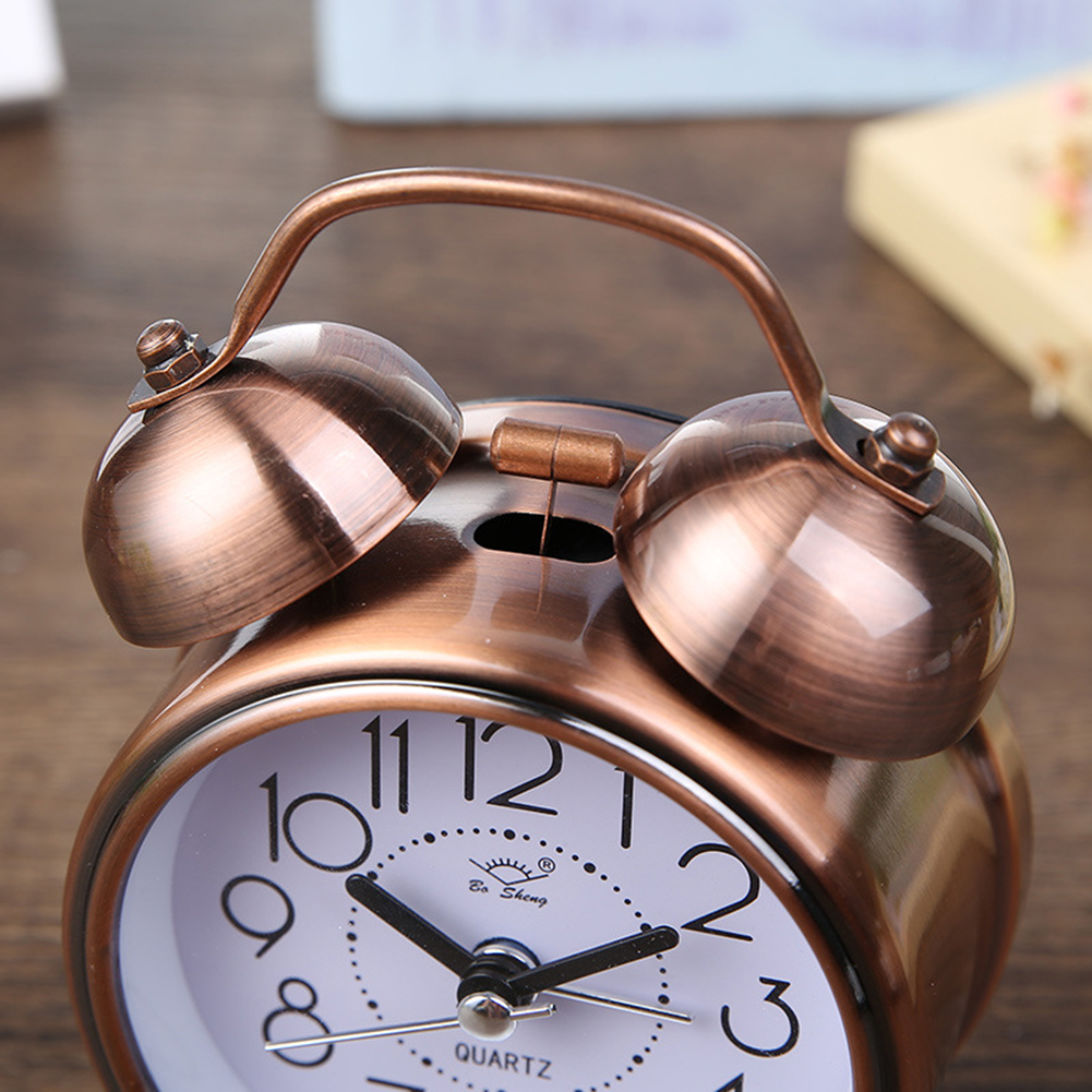 3 Inch Classical  Alarm Clock Vintage Retro Silent Pointer Clocks Loud Alarm Clock with  Dual Bell Night Light Bedside Bedroom