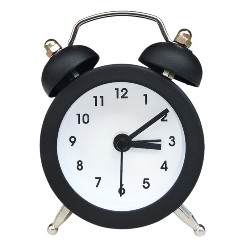 Mini Alarm Clock Electronic Round Number Double Bell Desk Table Digital Quartz Clock Home Decoration Retro Portable Cute Durable